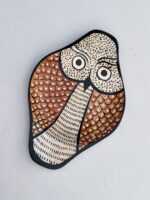 Handcrafted Wooden Owl Shape Serving Tray with Folk Art Design - Image 2
