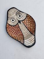 Handcrafted Wooden Owl Shape Serving Tray with Folk Art Design - Image 3