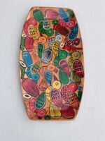 Handcraft Wooden Serving Tray with Colorful Folk Bird Art Design
