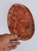 Handcrafted Wooden Serving Tray with Traditional Warli Folk Art Design - Image 2