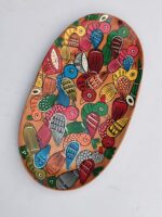 Handcrafted Wooden Serving Tray with Colorful Folk Bird Art Design - Image 2