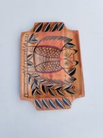 Handcrafted Wooden Serving Tray with Traditional Folk Art Fish Motif - Image 5