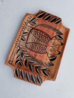 Handcrafted Wooden Serving Tray with Traditional Folk Art Fish Motif - Image 3