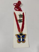 Handcrafted Terracotta Butterfly Jewellery Set – Colorful Pendant with Matching Earrings