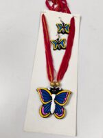 Handcrafted Terracotta Butterfly Jewellery Set – Colorful Pendant with Matching Earrings - Image 2