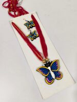 Handcrafted Terracotta Butterfly Jewellery Set – Colorful Pendant with Matching Earrings - Image 3
