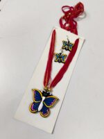 Handcrafted Terracotta Butterfly Jewellery Set – Colorful Pendant with Matching Earrings - Image 4