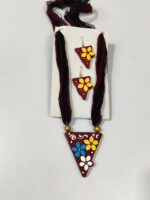 Terracotta Jewellery Set – Colorful Pendant with Matching Earrings - Image 4