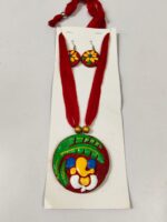 Terracotta Ganesha Jewellery Set – Colorful Pendant with Matching Earrings - Image 3
