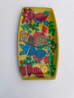 Handcrafted Wooden Serving Tray with Colorful Folk Bird Art Design