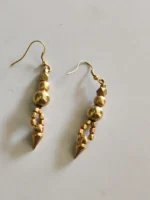 Gold-colored brass pellets and ball-shaped Earrings - Image 2