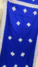 Handwoven Woolen Shawl – Deep Blue with Geometric Border - Image 2