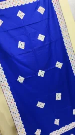 Handwoven Woolen Shawl – Deep Blue with Geometric Border - Image 3