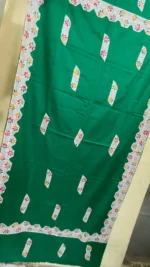 Handwoven Woolen Shawl – Green with Floral Border - Image 2