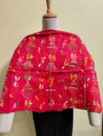 Cotton kantha stitch All Over Blouse Piece (Red Mix pink color)