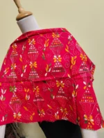 Cotton kantha stitch All Over Blouse Piece (Red Mix pink color) - Image 3
