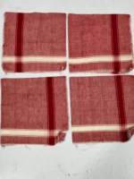 Hand-Woven Cotton Handkerchief Set – Red Stripe Design