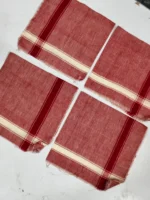Hand-Woven Cotton Handkerchief Set – Red Stripe Design - Image 2