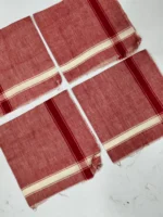 Hand-Woven Cotton Handkerchief Set – Red Stripe Design - Image 3