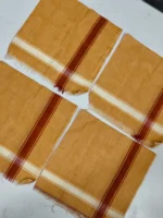 Handwoven Cotton Handkerchief Set – Tan Brown Stripe Design - Image 2