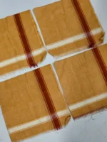 Handwoven Cotton Handkerchief Set – Tan Brown Stripe Design - Image 3