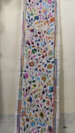 D Tussar Silk Kantha Stole with Vibrant Floral Embroidery - Image 6