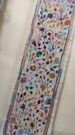 D Tussar Silk Kantha Stole with Vibrant Floral Embroidery - Image 2