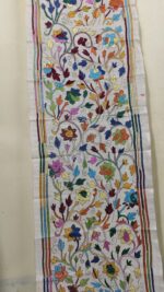 D Tussar Silk Kantha Stole with Vibrant Floral Embroidery - Image 4