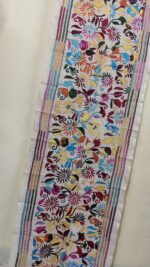 D Tussar Silk Kantha Stitch Stole with Vibrant Floral Embroidery - Image 2