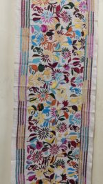 D Tussar Silk Kantha Stitch Stole with Vibrant Floral Embroidery - Image 5