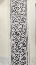 D Tussar Silk Off-White Kantha Stitch Stole – Handcrafted Ethnic Dupatta - Image 6