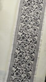 D Tussar Silk Off-White Kantha Stitch Stole – Handcrafted Ethnic Dupatta - Image 3