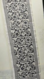 D Tussar Silk Off-White Kantha Stitch Stole – Handcrafted Ethnic Dupatta - Image 4