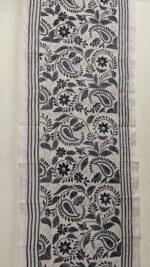 D Tussar Silk Off-White Kantha Stitch Stole – Handcrafted Ethnic Dupatta - Image 5
