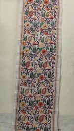 Elegant Tussar Silk Kantha Stitch Stole with Floral Vine Embroidery - Image 4