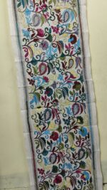 Elegant Tussar Silk Kantha Stole with Floral Vine Embroidery - Image 2