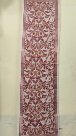 D Tussar Silk Kantha Stole – Off-White Maroon Vine Flower - Image 5