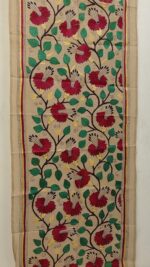 Premium Tussar Silk Kantha Stole with Red Floral Embroidery - Image 6