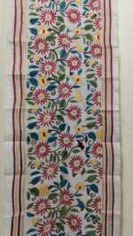 Premium Tussar Silk Kantha Stole with Multicolor Floral Embroidery - Image 4