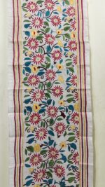 Premium Tussar Silk Kantha Stole with Multicolor Floral Embroidery - Image 5