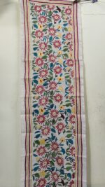 Premium Tussar Silk Kantha Stole with Multicolor Floral Embroidery - Image 6