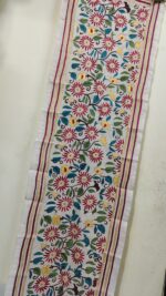 Premium Tussar Silk Kantha Stole with Multicolor Floral Embroidery - Image 2