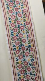 Premium Tussar Silk Kantha Stole with Multicolor Floral Embroidery - Image 3