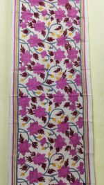 D Tussar Silk Kantha Stitch Stole – Designs of Vines, Leaves, and Flowers - Image 6