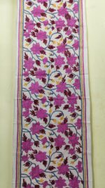 D Tussar Silk Kantha Stitch Stole – Designs of Vines, Leaves, and Flowers