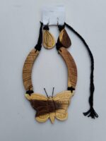 Handcrafted Wooden Necklace Set with Butterfly Design – Elegant Eco-Friendly Jewelry - Image 4