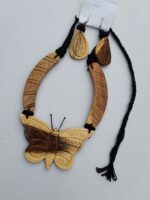 Handcrafted Wooden Necklace Set with Butterfly Design – Elegant Eco-Friendly Jewelry - Image 3