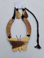 Handcrafted Wooden Necklace Set with Butterfly Design – Elegant Eco-Friendly Jewelry