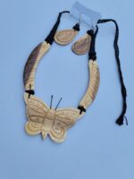Wooden Necklace Set with Butterfly Design – Elegant Eco-Friendly Jewelry - Image 3