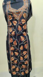 Cotton Kantha Stitch Long Kurti Material (Black Base ) - Image 4